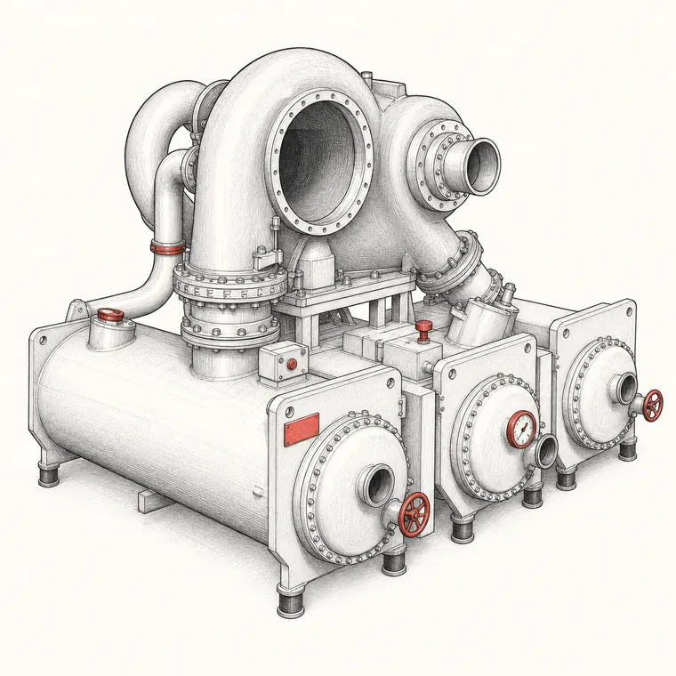 Illustration of the MSG 25/25A centrifugal compressor