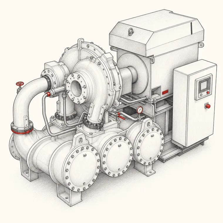 Illustration of the MSG Centac C1000 centrifugal compressor