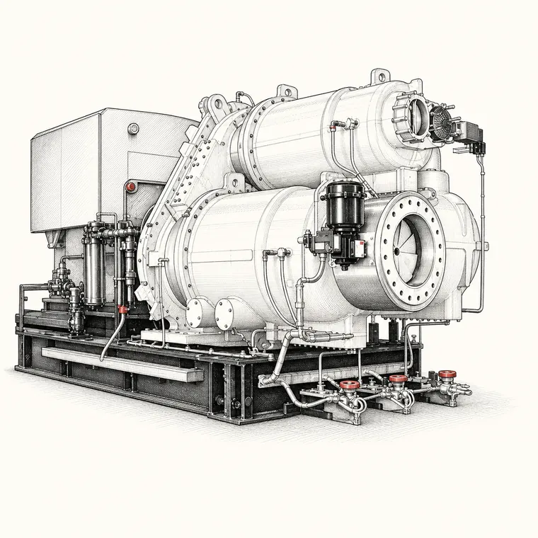 Illustration of the MSG Centac C3000 centrifugal compressor