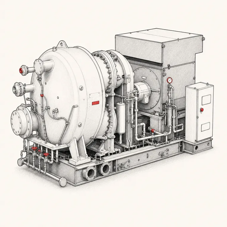 Illustration of the MSG Centac High Pressure centrifugal compressor