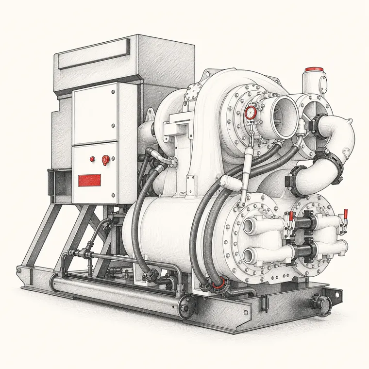 Illustration of the MSG TURBO-AIR NX 8000 centrifugal compressor